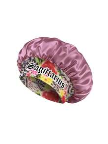 1Pc Boho Print 12 Zodiac Design Satin Bonnet For Women , Plus Size Lightweight Breathable Sheeping Cat With Loose Elastic Band - Red Bean Paste SM15-3 Constellation - View 11