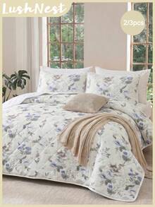 2pcs/3pcs Floral Bedspread Set(1 Bedspread+ 2 Pillowcaseswithout Filling ), Made Of Soft And Warm Cotton, Suitable For Various Sizes Bed,Spring Bedroom Decor,Floral Bedding - Multicolor - View 1