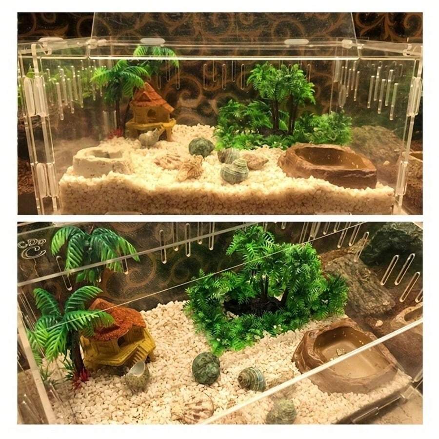 熱帶雨林風格水族箱植物裝飾,仿真棕櫚樹與綠草魚缸造景 - 歡樂水族 - 查看 1
