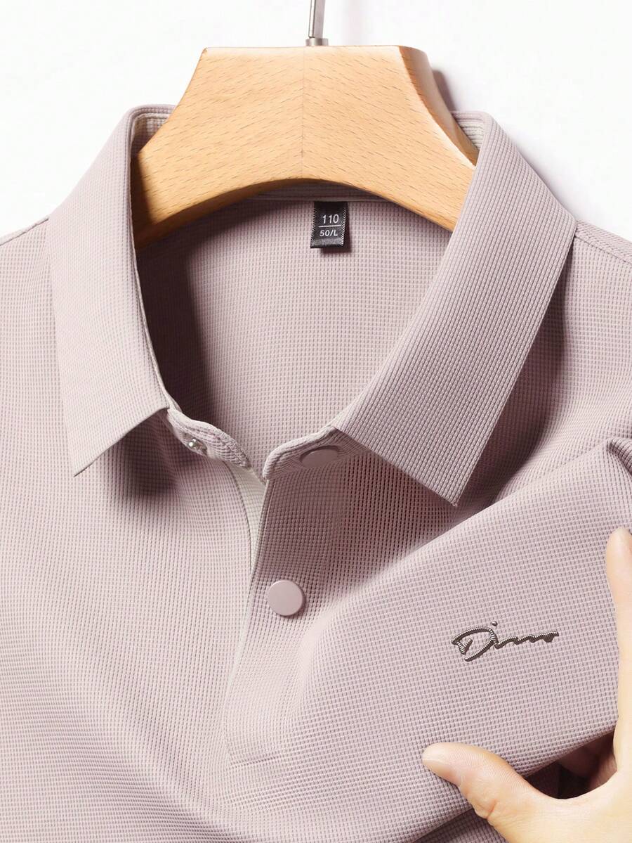 Pro Man Wardrobe 男士無縫黏合防皺夏季涼感短袖 POLO 衫,休閒商務通勤穿搭,Smart Casual 風格 - 粉色 - 查看 1