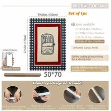 1 pieza Decoración de arte de pared en lienzo, cuadro colgante enmarcado, póster vintage de lata de sardinas a cuadros, patrón retro azul marino y rojo a cuadros, diseño de pez pintado a mano, decoración de cocina única, póster de sardinas estilo costero minimalista, obra de arte con tema de comida náutica, borde a cuadros azul y rojo llamativo - A - Ver 18