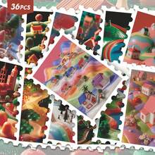Paquete de 36 pegatinas de Candy Land caprichosas | Gráficos de arte de aldea miniatura linda y sueño pastel | Vinilo para diarios, scrapbooking y decoración de útiles escolares - Rectángulo - Ver 9