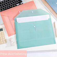 10 piezas/5 piezas Bolsas con Botón A4, Bolsas de Documentos de Plástico PP, Colores Frescos, Organizadores de Documentos Duraderos e Impermeables, Adecuados para Estudiantes y Uso de Oficina - Multicolor - Ver 6