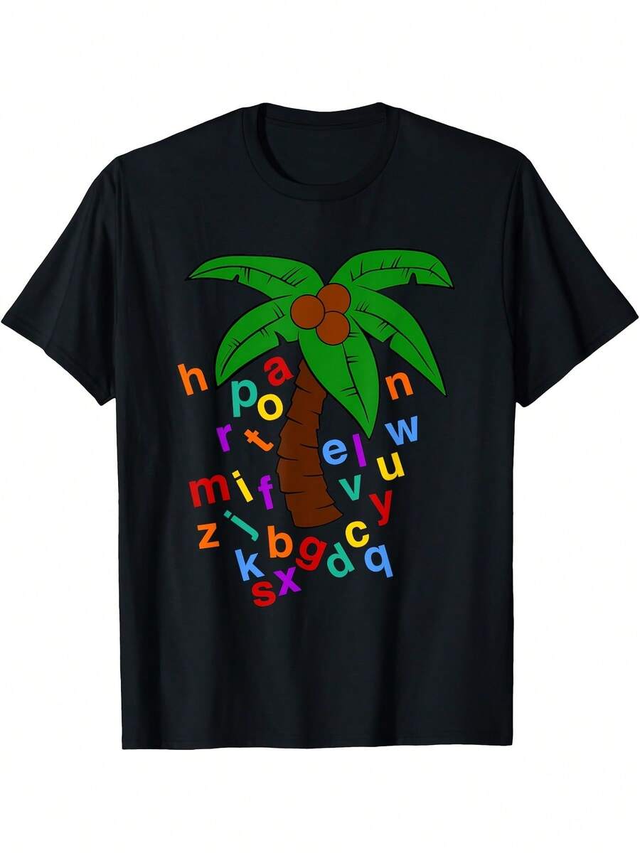 Unisex T-shirt i ren bomull, humoristisk och fantasifull grafisk design med Chicka Chicka Boom Boom, perfekt för vuxna och lämplig för alla årstider, sommar-t-shirt, blus, basplagg, topp, kreativ design, utomhuslek, cool stil, rolig design, perfekt för utomhuslek. - Svart - Visa 1