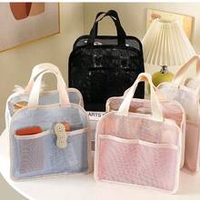 Bolsa de maquillaje de malla transparente para mujer, de doble capa, gran capacidad, de alta calidad, para viaje, cosméticos y artículos de tocador - Multicolor - Ver 2