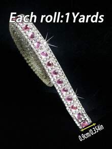 1 Yard Pink Shiny Rhinestone Strip Self-Adhesive Rhinestone Decorative Tape, 9mm Wide Rhinestone Sticker, Suitable For DIY Home Wall Decoration, Car, Clothing, Box, Photo Frame, Bottle, Shoes, Hat And Phone Decoration, Party Decoration - Size 1 Small Pink - View 13
