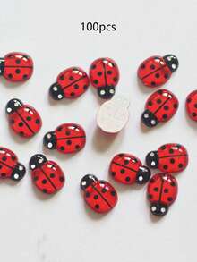 100pcs Mini Red Plastic Resin Ladybug Figurines With Self-Adhesive Stickers, Miniature Landscape Ornaments, Ideal For DIY Crafts, Wedding & Party Decor, Ladybug Outdoor Garden Decor - Ladybug - View 13