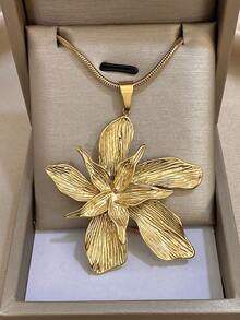 1件復古輕奢蛇鏈雕塑感3D花朵吊墜項鍊女款，不鏽鋼飾品，適合夏季海灘度假、聖誕節、日常派對、母親節、情人節珠寶禮物、音樂節 - 彩色 - 查看 10