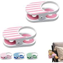 Mainstays Clip-On Drink Holder - Secure Your Beverage Anywhere, Beach Chair Cup Holder, Beach Cup Holders For Desk Table Pool Lounge Outdoor Cruise Use (Pink 2PCS) - Green 1PC - View 1
