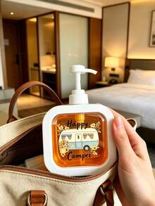 Botella dispensadora de presión con diseño de girasol, botella con cabezal de bomba recargable de gran capacidad, juego de contenedores cuadrados de plástico reutilizables, apto para jabón de manos, loción, champú y gel de baño, diseño transparente visible, apto para cocina, baño, hogar y oficina, esencial portátil para viajes - Ver 7