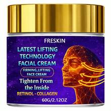 FRESKIN 緊緻提拉面霜，富含膠原蛋白、視黃醇和蜂毒萃取物，可撫平細紋、皺紋、魚尾紋、笑紋和法令紋，緊緻提拉肌膚，讓肌膚顯年輕 - 抗皺霜60g - 查看 6