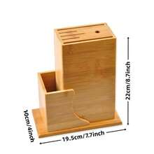 7-Slot Bamboo Knife Holder (Knives Not Included), Universal Knife Rack, Countertop Cutting Board Knife Stand, Convenient Kitchen Storage - Bamboo Wood Color - View 9