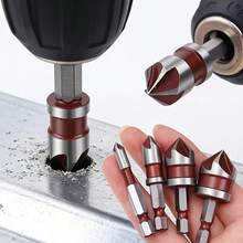 5PCS Countersink Drill Bit Set, 82 Degree Carbon Steel Quenching Counter Sink Drill Bits For Wood, Metal, Plastic, 1/4"-3/4" With 1/4" Hex Shank Countersink Bit Set - 5pcs Red Five-blade Beveling Tool - View 2