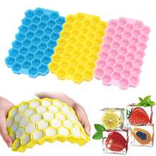1 Pc Honeycomb Ice Cube Trays For Freezer With Lid, Silicone Ice Cube Tray, 37Cavities Silicone Molds, Reusable Ice Cube Mold For Coffee,Whiskey, Cocktails, Homemade Cold Drinks - Multicolor - View 1