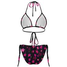 Women's Black And Pink Star Print Triangle Bikini Set, Edgy Cosmic Swimwear - 白色 - 查看 3