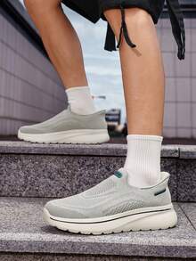Zapatos deportivos de running ligeros para hombre, zapatos casuales para exteriores, zapatos unisex para pareja, de moda, cómodos, transpirables, para todas las estaciones, sin cordones, con suela gruesa, amortiguadores de impactos, cómodos, zapatos deportivos para exteriores - beige - Ver 4