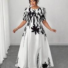 dagjydgfyja  Vestido midi de línea A con cintura ceñida, elegante y favorecedora para mujer talla grande, ideal para uso diario y para ir al trabajo - Azul marino - Ver 7