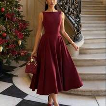 yonghongmaoyi1 Elegante vestido de Navidad de noche romántico francés sin espalda, ajustado, para fiesta y citas, de verano - Marrón - Ver 3