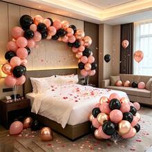 27/36pcs Party Balloon Set, Includes Matte Black, Champagne Gold And Vintage Pink 10-Inch Thick Anti-Burst Latex Balloons, Optional Ribbon Matching, Perfect For Birthday, Theme Party, Shower, Wedding, Valentine's Day, Proposal Engagement, Anniversary, Prom, Gender Reveal Decoration And Other Important Holidays, Suitable For Indoor And Outdoor Photography Props And Decoration - View 4