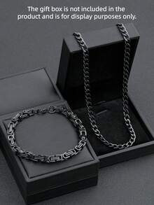 Juego de Cadena Estilo Gótico Collar Cubano Material de Acero Inoxidable Resistente al Desvanecimiento Joyería Minimalista de Calle Verano Regalo de Halloween (Caja de Joyería No Incluida) - Negro - Ver 3
