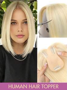 7x11cm Women's Real Human Hair Clip-In Side Bangs Straight Hair Extensions, Elegant Style, Multiple Colors Available, Adds Volume And Length To Sparse Hair, Clip Fixation, Realistic Scalp Effect - Multicolor - View 24
