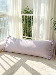 1pc 100% Polyester Solid Color Lace Long Pillowcase, Lightweight And Elegant, Cloud-Like Soft Touch, Suitable For Bedding And Sofa Decoration (Pillow Insert Not Included) - Lilac Purple - View 7