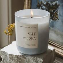Sweet Water Decor Salt And Sea Soy Candle, 15oz Matte Tan Jar Candle, Layered Scent With Sea Salt, Citrus, Musk & Amber, 70+ Hours Long Burn Time, Clean Burning Natural Soy Wax, Hand-Poured Made In USA, Coastal Summer Home Decor & Relaxation Gift - Blue - View 8