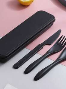 4Pcs/Set Wheat Straw Cutlery Home Camping Spoons Forks Chopsticks Tableware Travel Portable Dinnerware Kitchen Use Accessories - Multicolor - View 7
