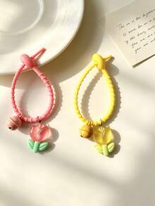 1 chiếc phụ kiện treo túi xách nữ bằng silicone màu sắc hình hoa thắt nơ, móc khóa charm treo túi - Nhiều màu - Xem 3