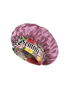 1Pc Boho Print 12 Zodiac Design Satin Bonnet For Women , Plus Size Lightweight Breathable Sheeping Cat With Loose Elastic Band - Red Bean Paste SM15-3 Constellation - View 12