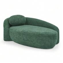 Minimalist Teddy Fleece Sofa With Rounded Design, Softly Padded Couch With Cushions, Versatile For Living Room, Bedroom And Studio. - 綠色 - 查看 12