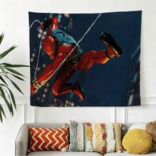 1pcs M Arvel Superhero Series Sp Ider-Man Theme Tapestry, Superhero Patter Wall Hanging Fabric Poster Cool Comic Art Background Blanket, Modern Home Fashion Decor, For Living Room Bedroom College Dorm Game Room Home Decor Fans Gift - Nhiều màu - Xem 4