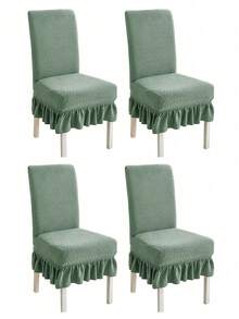 1PC,4pcs, Jacquard, Abstract, Skirted Chair Cover, Home Goods, Backrest Integrated, Universal For Dining Chair Covers, Dust-Proof, Elastic, Soft, Chair Cover, Suitable For Dining Chairs, Living Rooms, Bedrooms, Multiple Color Options - Turquoise - View 7