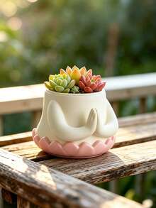 1 chiếc chậu trồng cây mọng nước hình bàn tay thiền, chậu hoa đế sen bằng nhựa resin, trang trí cây cảnh cử chỉ cầu nguyện sáng tạo, phù hợp trang trí nhà cửa - trắng - Xem 9
