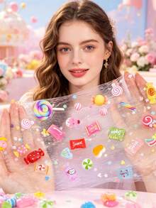 10/30/50/80/100/200/500pcs Multicolor Whimsical Faux Candy Resin Charms Set - Vibrant, Sweet Theme Decorations For DIY Crafts And Scrapbooking - DIY Candy - View 7