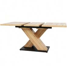Telescopic Dining Table (119-158.5 X 80 Cm), Extendable Table, Kitchen Table, Extends From 119 To 158.5 Cm Thanks To Internal Extensions, For Kitchen And Living Room, Wood-Colored Dining Table With Curved Top - Natural Color - View 8