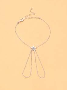 1pc Y2K Summer Star Crystal Bracelet, Shiny Rhinestone Finger Bracelet, Minimalist Star Bracelet Jewelry, Women's Accessories - Star - View 9