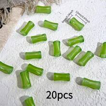20pcs Bamboo Joint Shaped Beads - Translucent Green Resin Beads, For DIY Bracelets, Necklaces, Jewelry Making Materials - Multicolor - View 7