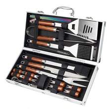 9-Piece BBQ Tool Set, Heat-Resistant Handle, Includes BBQ Fork/Spoon/Tongs/Cleaning Brush, Complete BBQ Essentials Set, Suitable For Men/Father/Outdoor Cooking Enthusiasts/Campers - Multicolor - View 7