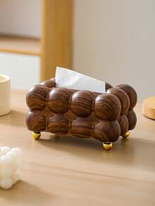 1 buah Kotak Tisu Veneer Walnut Elegan, Desain Serat Kayu Imitasi - MultiWarna - View 4