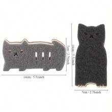 4 confezioni di spugne da cucina a forma di gatto, spazzole antigraffio spesse per il lavaggio dei piatti, spugne di pulizia carine e durevoli per piatti, pentole, padelle e lavandini - Set da 4 pezzi per gatti - Visualizzare 3
