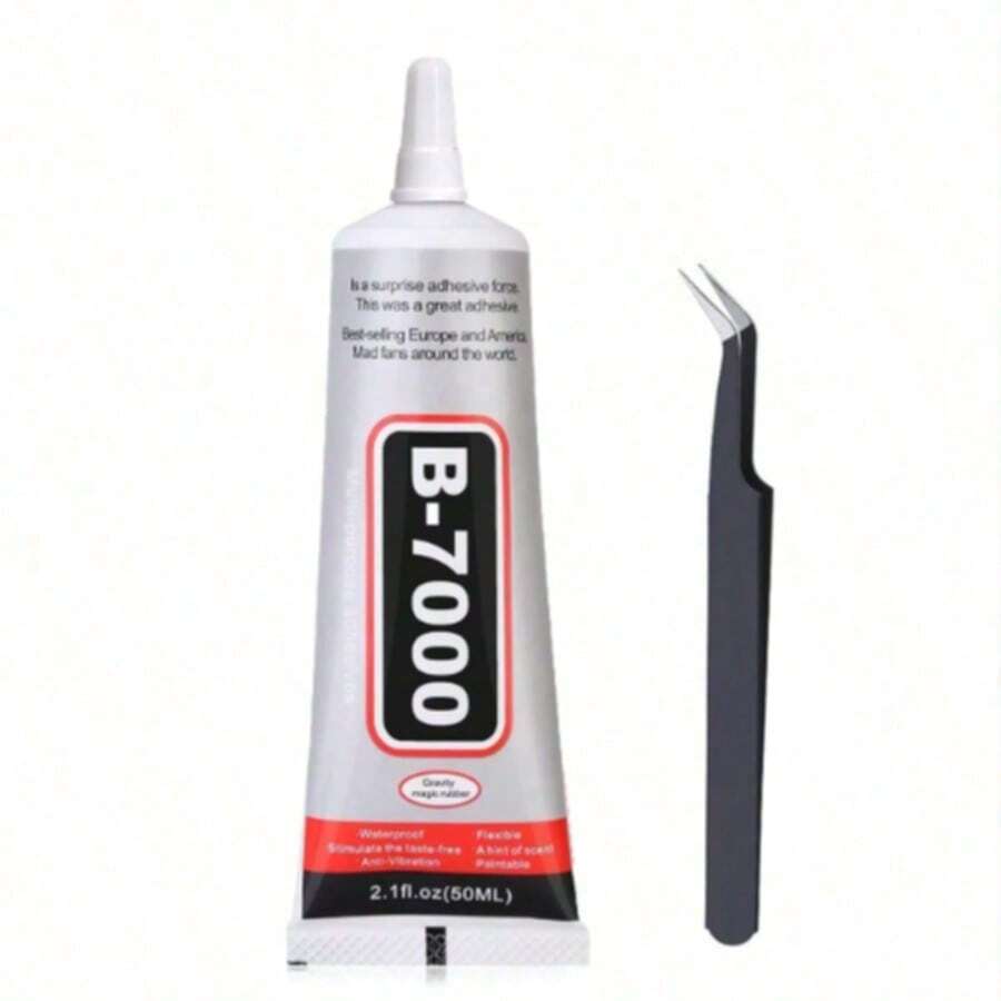 15/50/110ml B7000 Rhinestone Glue With Fine Tip Nozzle & Tweezers Set For Jewelry Inlay, Earrings, Pendants, Brooches, Jewelry Repair, Headwear & Wood Craft Bonding