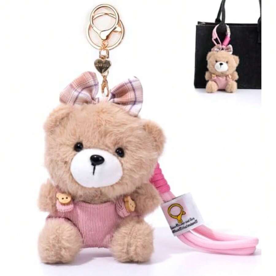 Plush Keychains - Pink Bear Dress - View 1