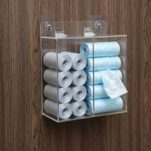 1pc Wall-Mounted Mask Holder, Mask Storage Rack, Self-Adhesive Bedroom Storage Box, Acrylic Tissue & Garbage Bag Holder, Wall Storage Organizer, Combined Wall Rack For Masks And Garbage Bags, No Drilling Required - Multicolor - View 4