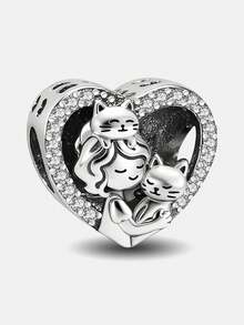1Pc Fashionable Cat Loving Girl Heart-Shaped Bead For Various Professional Disciplines Fit For Women Bracelets Bangles DIY Jewelry Making And Daily - Beads - View 14