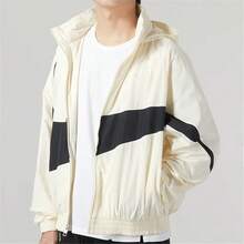Nike Swoosh Logo休閒百搭夏季印花梭織長袖外套 男款 椰奶色FB7878-113 - 藍色 - 查看 3