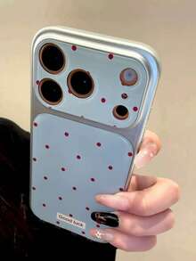 藍色背景紅色波點手機殼，相容 iPhone 17 Pro Max，全新玻璃大窗設計，優雅 16 Pro，防震 15 Pro Max，創意 14 Plus，可愛 13 - 藍色 - 查看 4
