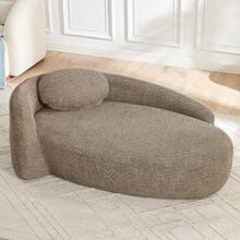 Minimalist Teddy Fleece Sofa With Rounded Design, Softly Padded Couch With Cushions, Versatile For Living Room, Bedroom And Studio. - 棕色 - 查看 3
