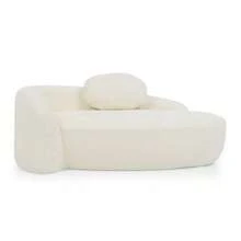 Minimalist Teddy Fleece Sofa With Rounded Design, Softly Padded Couch With Cushions, Versatile For Living Room, Bedroom And Studio. - 米色 - 查看 1