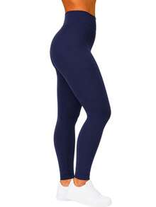 Black/Blue Flannel Leggings - Comfort And Style - 藍色 - 查看 2